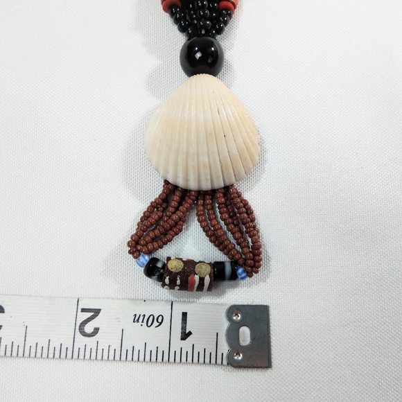 Beaded Shell Necklace Islander Style Luau Beach Party Statement Necklace - Picture 7 of 8